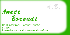 anett borondi business card