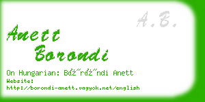 anett borondi business card